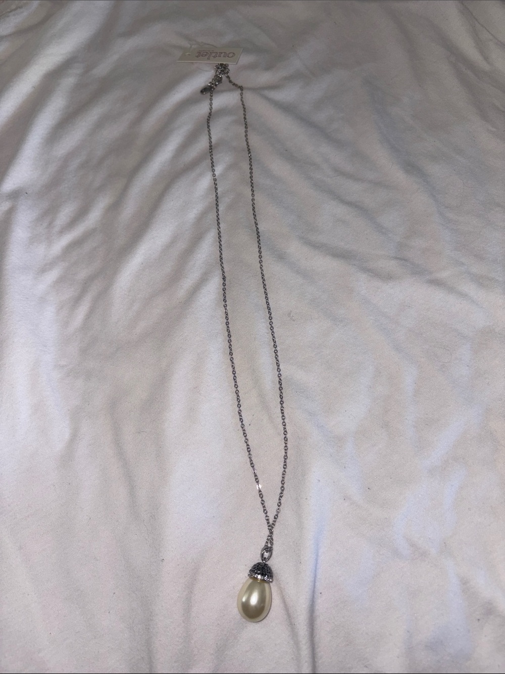 Pearl Drop Pendant Lia Sophia Necklace - Silver Tone